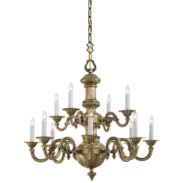 Brass Twelve-Light Chandelier