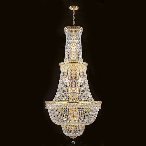 Corp Empire 34-Light Gold Finish with Clear-Crystals Chandelier