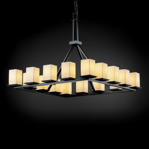 16-Light Matte Black Ring Chandelier