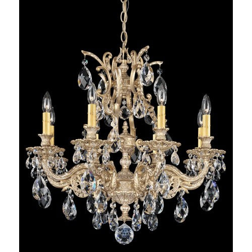 Schonbek Sophia Parchment Gold Eight-Light Clear Spectra Crystal Chandelier, 26W x 26.5H x 26D