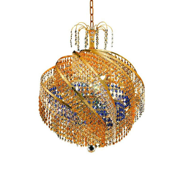 Spiral Gold 10-Light Chandelier with Royal Cut Crystal