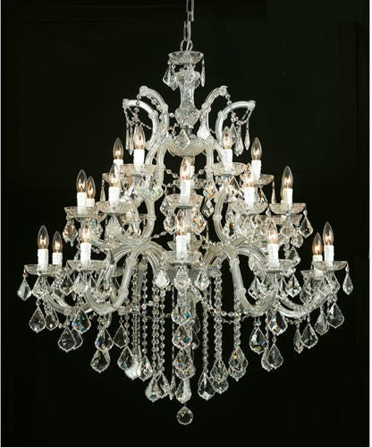 Gold Twenty-Six-Light Chandelier with Swarovski Elements Crystal