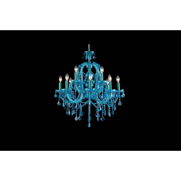 Ocean Dr. Aqua Blue Crystal Twelve-Light Chandelier