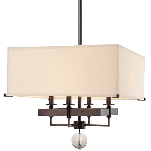 Old Bronze 19-Inch Four-Light Pendant with White Faux Silk Shade