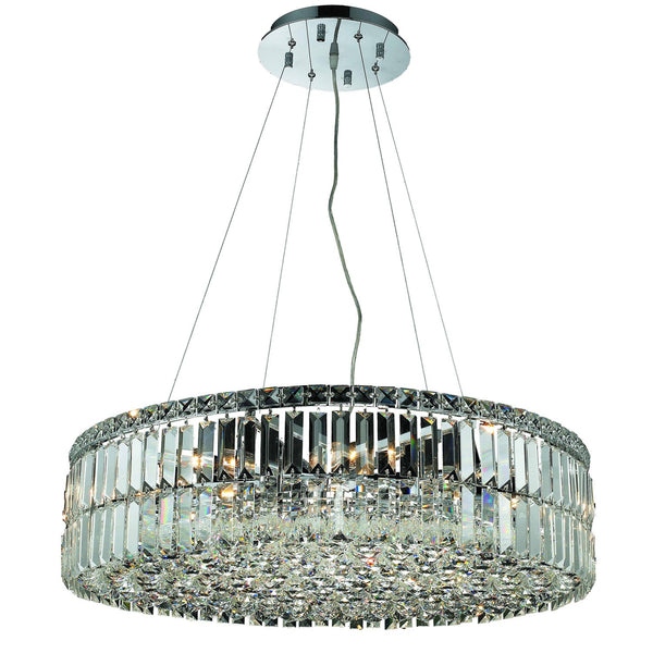 Maxim Chrome Twelve-Light 28-Inch Pendant with Royal Cut Clear Crystal