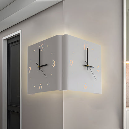 Square Metal Silent Backlit LED Corner Wall Clock Modern Wall Decor