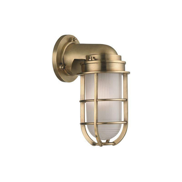 Wall Sconce, 1-Light, Aged Brass, Clear Outside Frosted Inside Shade, 10"H (240-AGB 9WALC)