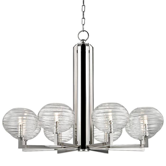 Breton Chandelier in Polished Nickel