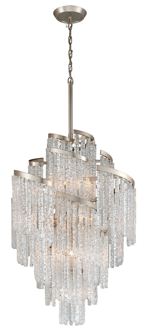 Blanc Chandelier, 13-Light, Modern Silver Leaf, Hand-Crafted Clear Shade, 36"W (243-413 8ZKJ)