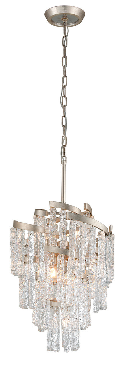 Blanc Chandelier, 7-Light, Modern Silver Leaf, Hand-Crafted Clear Shade, 18.25"W (243-47 8ZKK)