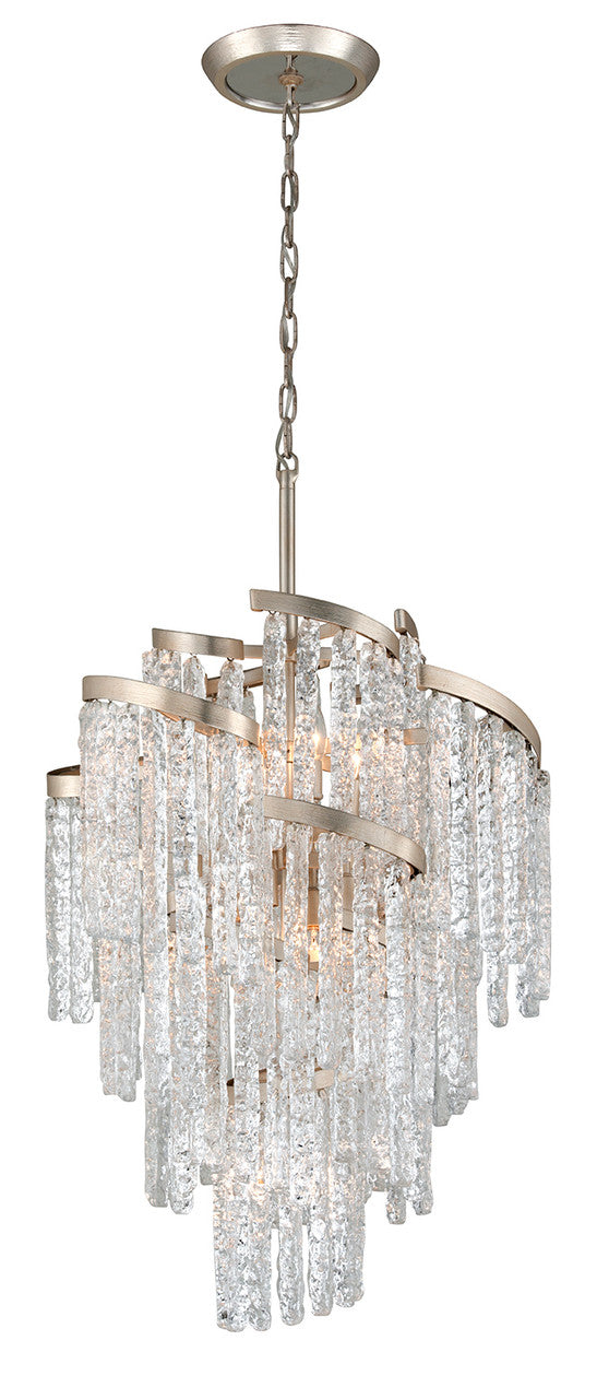 Blanc Chandelier, 9-Light, Modern Silver Leaf, Hand-Crafted Clear Shade, 25"W (243-49 8ZKL)