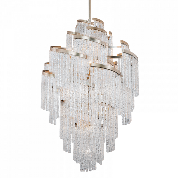 Chandelier, 25-Light, Silver, Modern Silver Leaf Shade, 67.5"H (243-725 92G3)