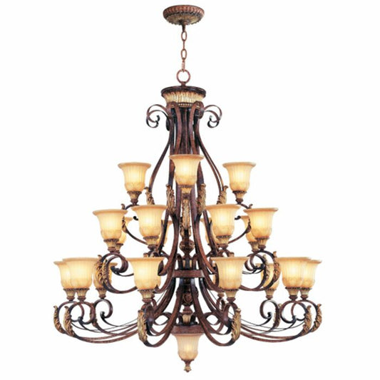 Villa Verona 22-Light Chandelier in Hand Applied Verona Bronze w with Aged Gold Leafs