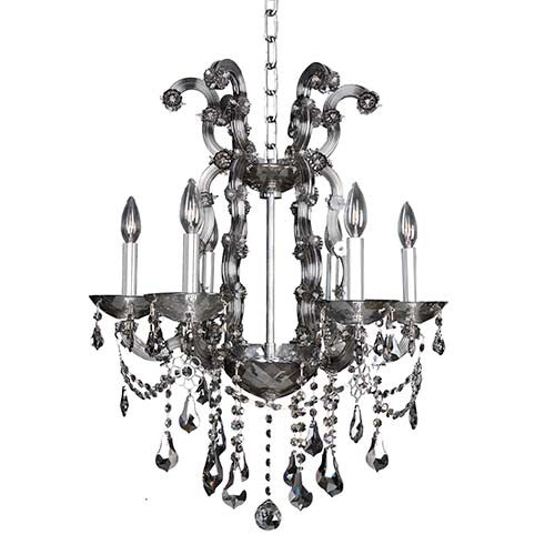 Six-Light Chandelier with Firenze Smoked Fleet Argentine Crystal