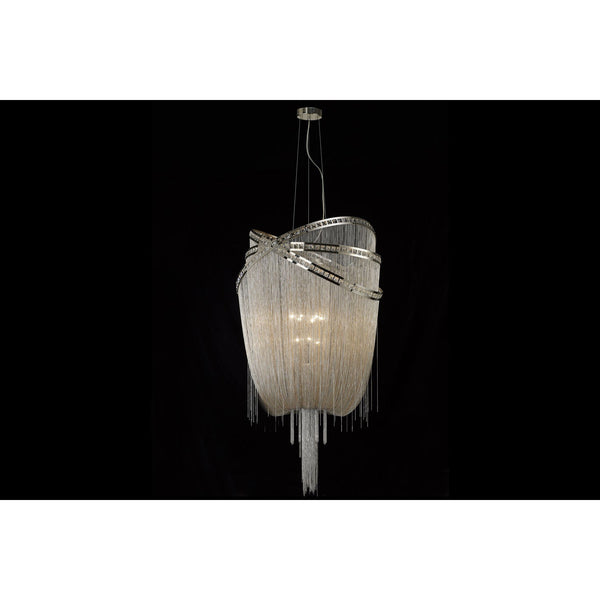 Wilshire Blvd. Polished Nickel Nine-Light Chandelier