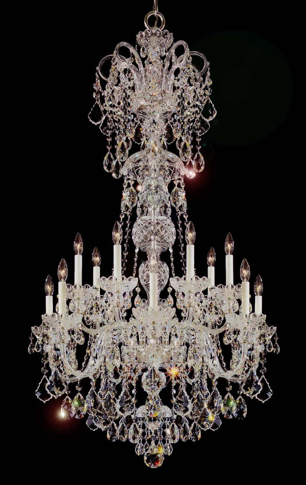 14 Lights Bohemian Crystal chandelier in polished chrome finish