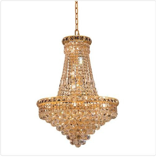 Gold Twenty-Two Light 22-Inch Chandelier with Royal Cut Clear Crystal