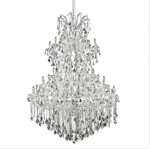 Chrome Sixty-One Light 54-Inch Chandelier with Royal Cut Clear Crystal