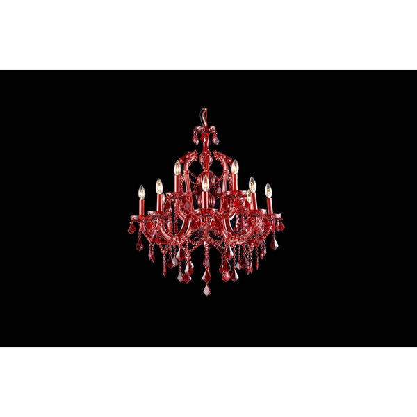 Crimson Blvd. Red Crystal Twelve-Light Chandelier