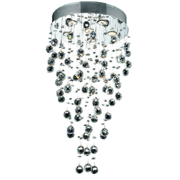 Galaxy Chrome Six-Light 18-Inch Semi Flush Mount with Royal Cut Clear Crystal