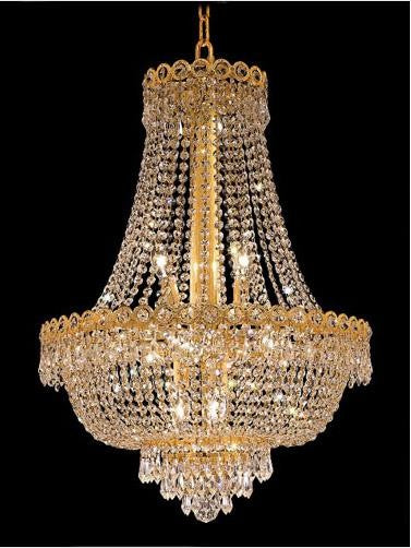 Gold Twelve-Light 20-Inch Chandelier with Royal Cut Clear Crystal