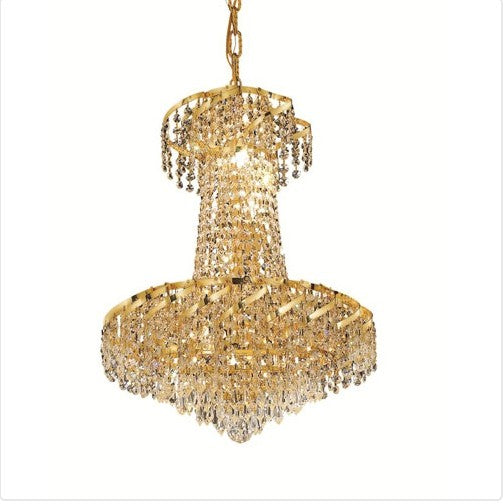 GoldSix-Light 18-Inch Chandelier with Royal Cut Clear Crystal