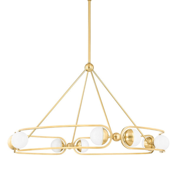 Chandelier, 8-Light, LED, Aged Brass, Fizz Clear Shade, 41"W (2541-AGB ACHZW)