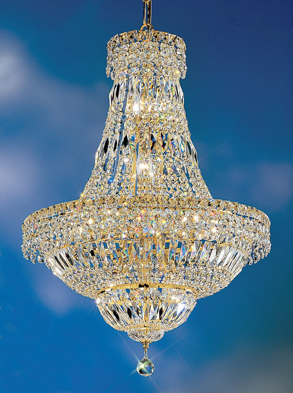 12 Lights crystal chandelier with crystalique crystal and gold plated finsih