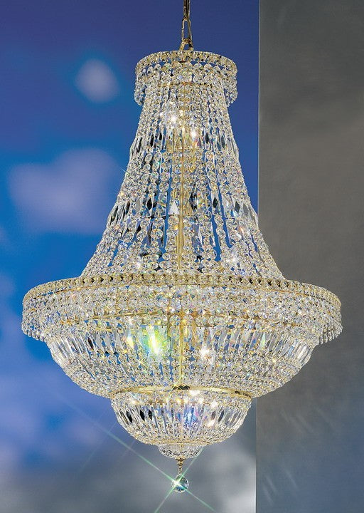 18 lights crystal chandelier with crystalique crystal and 24K gold plate finish