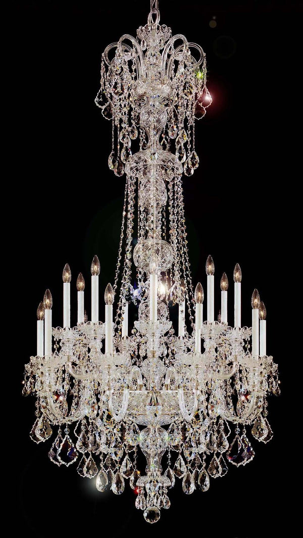 18 Lights Bohemian Crystal chandelier in polished chrome finish