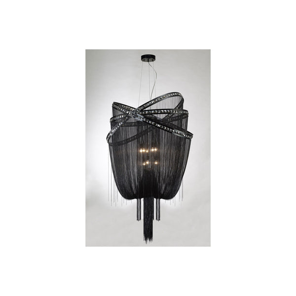 Wilshire Blvd. Black Chrome Nine-Light Chandelier