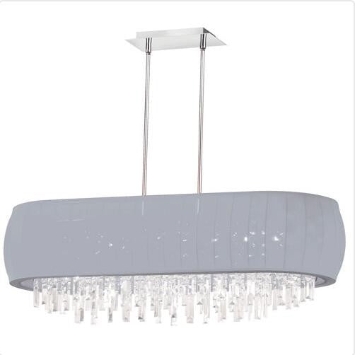 Chrome Eight Light Crystal Chandelier with Silver Lycra Shade