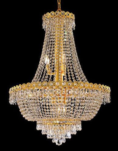 Gold Twelve-Light 24-Inch Chandelier with Royal Cut Clear Crystal