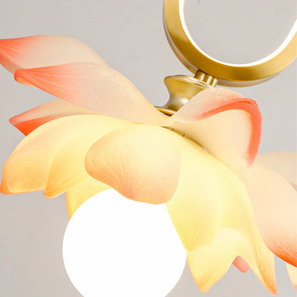 Creative Lotus Flowers Luminous Copper Oval Ring LED Modern Pendant Lights