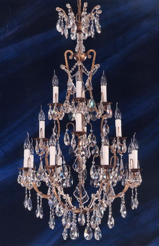 16 Light Versailles crystal Chandeliers dressed with crystal pendants