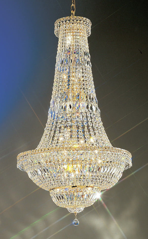 24 lights crystal chandelier with crystalique crystal and 24K gold plate finish