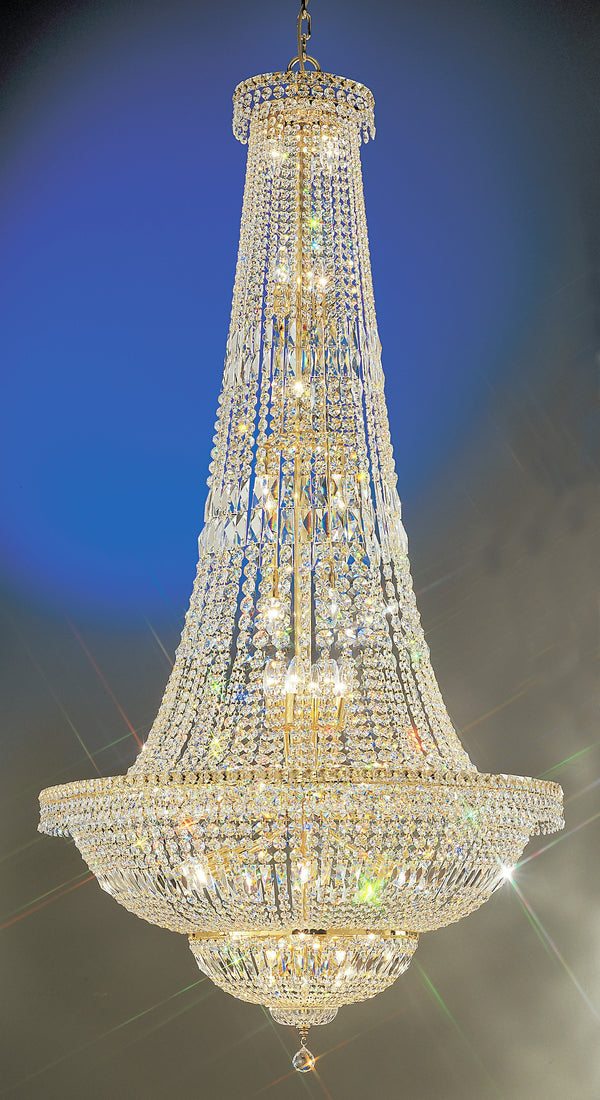 40 lights crystal chandelier with crystalique crystal and 24K gold plate finish