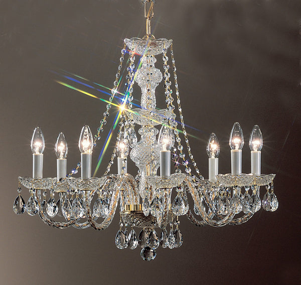 8 Light crystal chandelier with Chinese crystal and gold plated finish