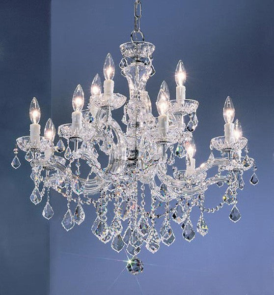 12 Light maria theresa crystal chandelier with crystalique clear crystal with chrome finish