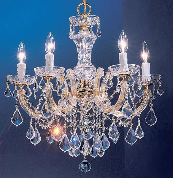 5 Light crystal chandelier with crystalique clear crystal and gold finish