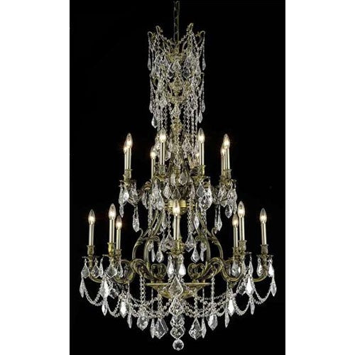 Bronze Sixteen-Light 37-Inch Chandelier with Royal Cut Clear Crystal