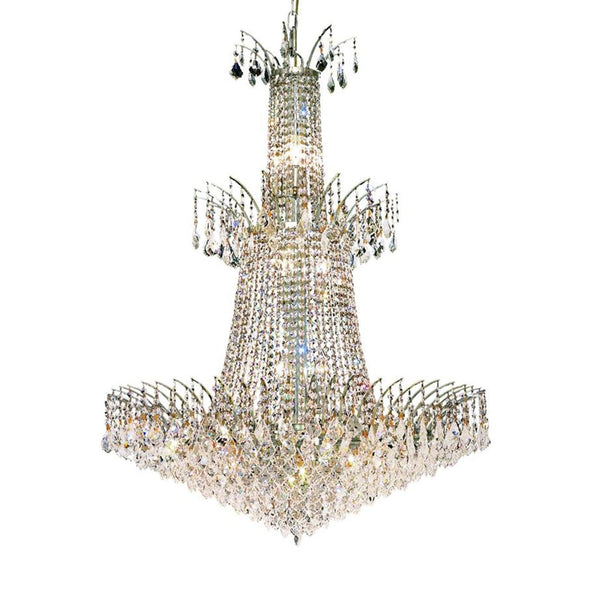 Victoria Chrome Eighteen-Light Chandelier with Clear Royal Cut Crystals