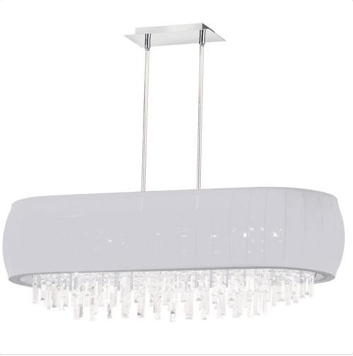 Chrome 14-Inch Eight Light Chandelier with White Lycra Shade