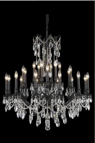 Bronze 24-Light Chandelier with Royal Cut Crystal