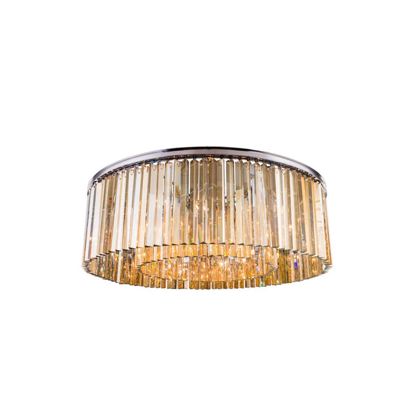 Sydney Polished Nickel Forty-Three-Inch Flushmount with Royal Cut Golden Teak Crystals