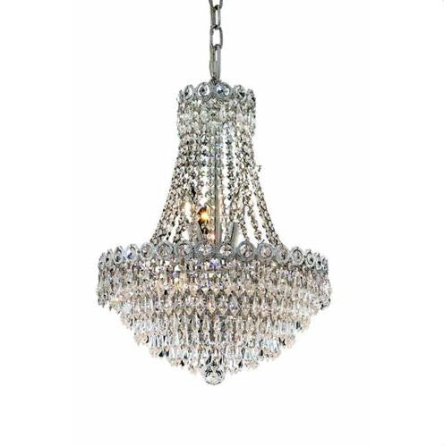 Chrome Eight-Light 16-Inch Chandelier with Royal Cut Clear Crystal