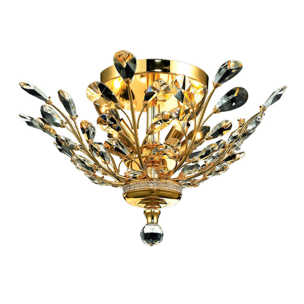 Gold Four-Light 20-Inch Flush Mount with Royal Cut Clear Crystal