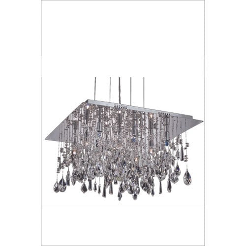 Chrome Nine-Light Chandelier with Clear Royal Cut Crystals