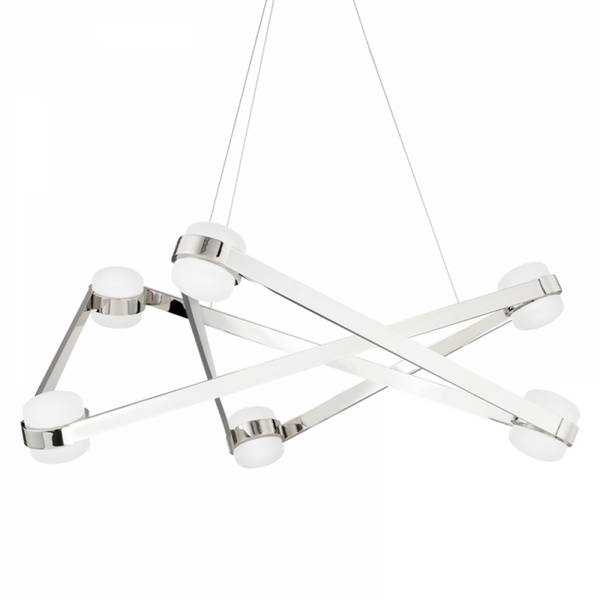 Chandelier, 6-Light, Polished Nickel, 38"W (2738-PN A8J6U)