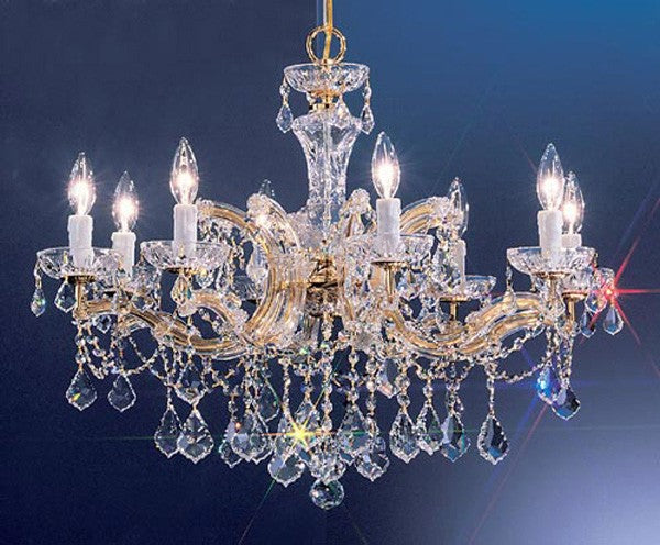 8 Light Maria Theresa crystal chandelier with clear crystal with gold plated finish